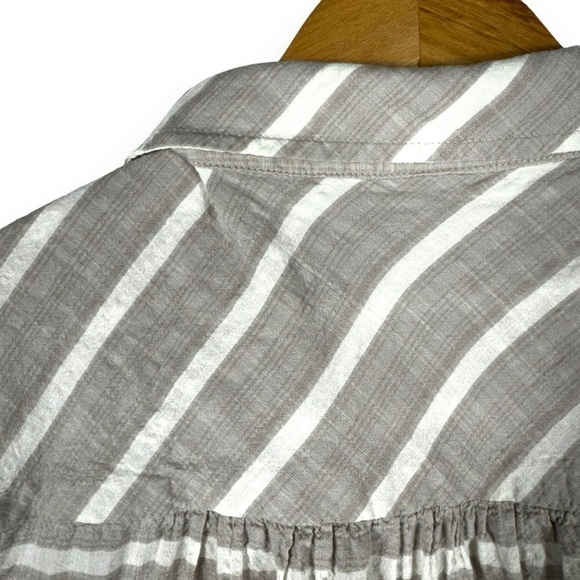 Torrid Textured Woven Button-Front Pocket Camp Shirt, Tan Stripe, Size 1/1X - Picture 10 of 14